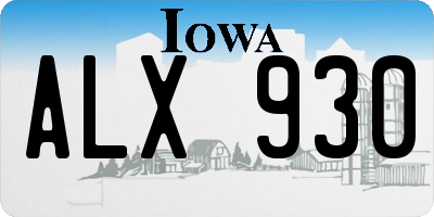 IA license plate ALX930