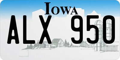 IA license plate ALX950