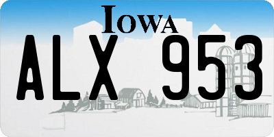 IA license plate ALX953