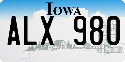 IA license plate ALX980