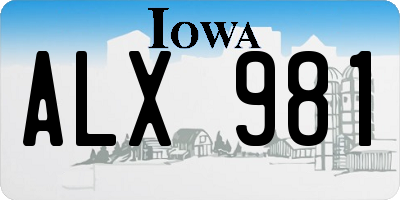 IA license plate ALX981
