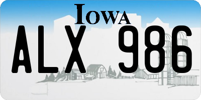 IA license plate ALX986