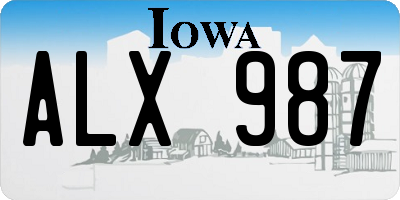 IA license plate ALX987