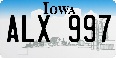 IA license plate ALX997