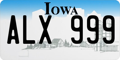 IA license plate ALX999