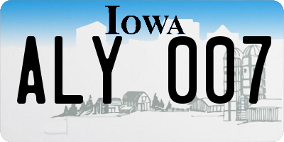 IA license plate ALY007