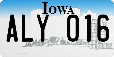 IA license plate ALY016