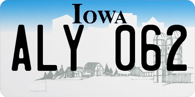 IA license plate ALY062