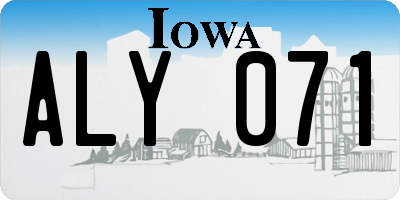 IA license plate ALY071