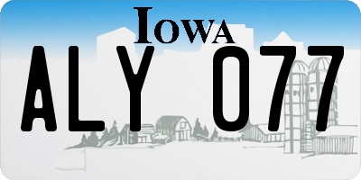 IA license plate ALY077
