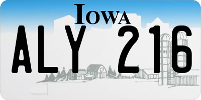 IA license plate ALY216