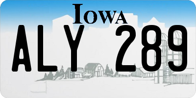 IA license plate ALY289