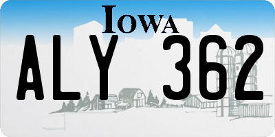 IA license plate ALY362