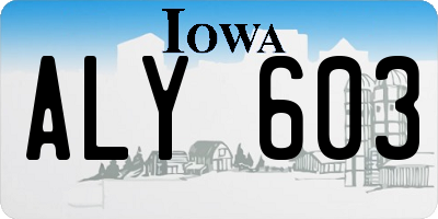 IA license plate ALY603