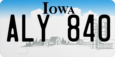 IA license plate ALY840