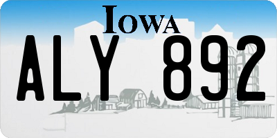 IA license plate ALY892