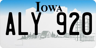 IA license plate ALY920