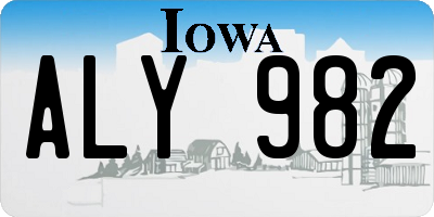 IA license plate ALY982