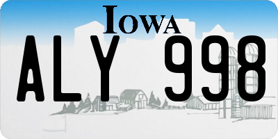 IA license plate ALY998