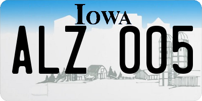 IA license plate ALZ005