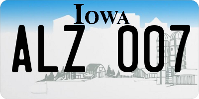 IA license plate ALZ007