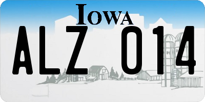 IA license plate ALZ014