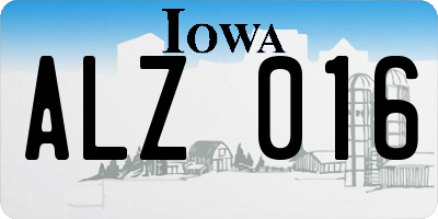 IA license plate ALZ016