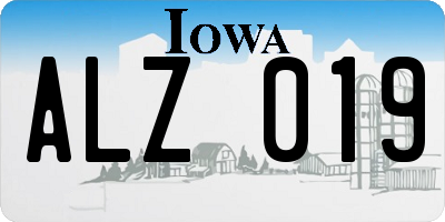 IA license plate ALZ019