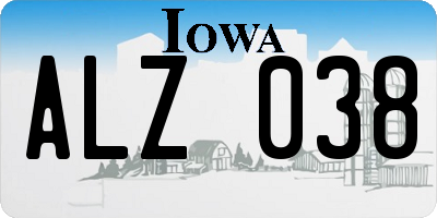 IA license plate ALZ038