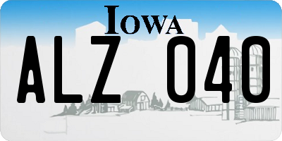 IA license plate ALZ040