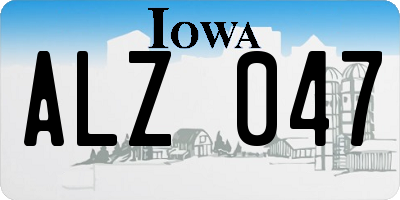 IA license plate ALZ047