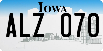 IA license plate ALZ070
