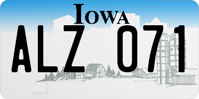 IA license plate ALZ071