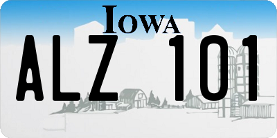 IA license plate ALZ101