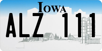 IA license plate ALZ111