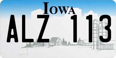 IA license plate ALZ113