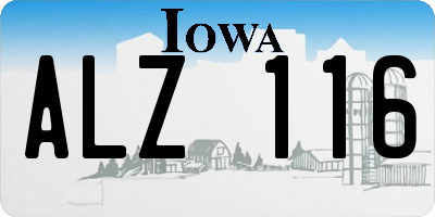 IA license plate ALZ116