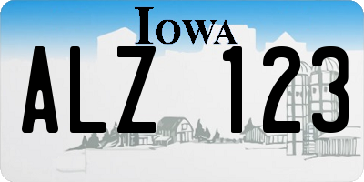 IA license plate ALZ123