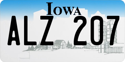 IA license plate ALZ207