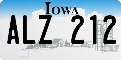 IA license plate ALZ212