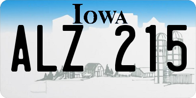 IA license plate ALZ215