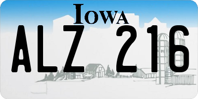 IA license plate ALZ216