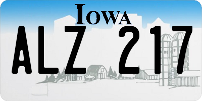 IA license plate ALZ217