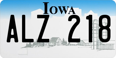 IA license plate ALZ218