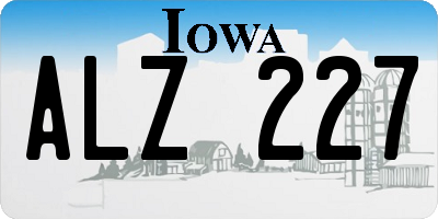 IA license plate ALZ227
