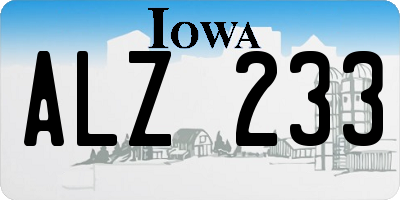 IA license plate ALZ233