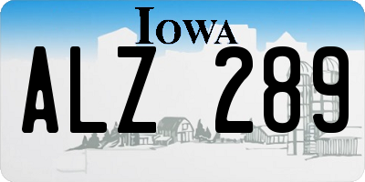 IA license plate ALZ289