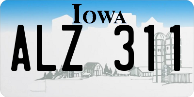 IA license plate ALZ311