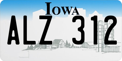 IA license plate ALZ312