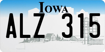 IA license plate ALZ315